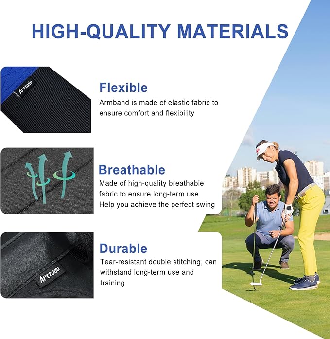 Golf Training Kit with Arm Band & Wrist Strap, Golf Swing Training Aid to Correct Wrist Angle and Develop Muscle Memory for Beginner Golfers