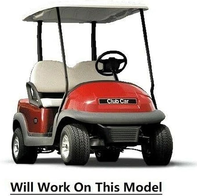 Huskey Golf Cart Front Seat Covers for Club Car Precedent 2004+ Models, Custom Fit, Black/Red Diamond Stitching, Marine Grade Vinyl, Staple On