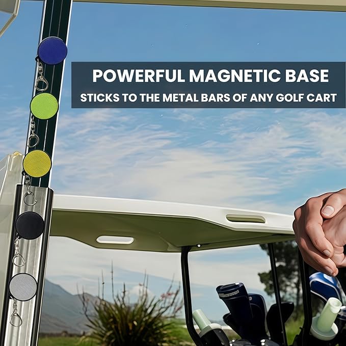 Magnetic Golf Glove Holder Clip – Strong Neodymium Magnet & Grip Pad – Attaches to Golf Cart, Bag or Belt – Keeps Gloves Dry, Fresh & Secure – Hand-Assembled Acrylic Golf Accessory for Men & Women