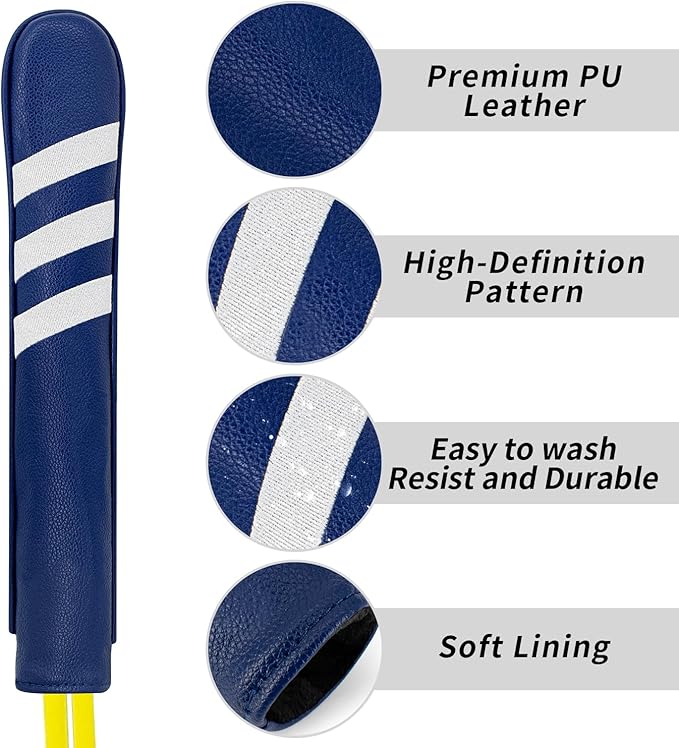 Golf Alignment Stick Cover Premium Leather Perfect Cover for Alignment Sticks Classic USA Design Alignment Sticks Holder Golf Club Protector Holds 2 Sticks.