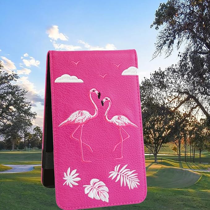 Myartte Golf Scorecard Holder Cover Yardage Book Cover with Golf Ball Marker and A Free Pencil 4.5 × 7.5 inches Black Blue Pink Multi-Color