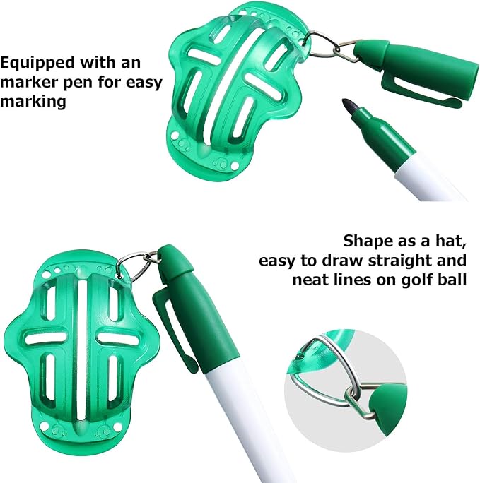 WILLBOND 8 pcs Golf Ball Line Marker Tool Upgrade Your Golf Accessories 4 Marking Stencils and 4 Vibrant Colors Pen Alignment Putting Tool Impact Ball Liner for Men Golfer
