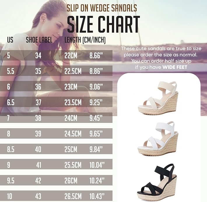 mikarka Women's Open Toe Espadrilles Wedge Sandal Slip On Elastic Ankle Strap Platform Sandals Dressy Comfortable Wedges Shoe