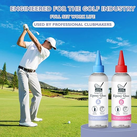 Golf Club Epoxy - Waterproof & Extra Strength - 8.4oz Golf Shaft Repair - Long Cure Golf Epoxy Glue for All Golf Shafts, Golf Heads, Drivers, Putters, and Irons，Ideal for Clubhouse & Home