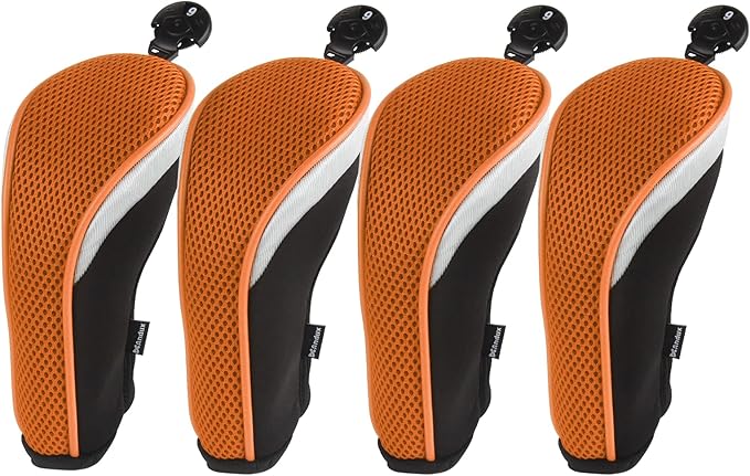 Andux Mesh Golf Hybrid Club Head Covers with Dial Number Tags, 4pcs/set