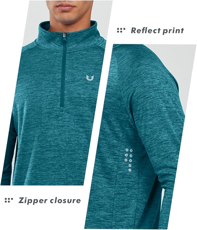 NORTHYARD Quarter Zip Pullover Men Running Shirt Long Sleeve Moisture Wicking Quick Dry Athletic Workout Shirts