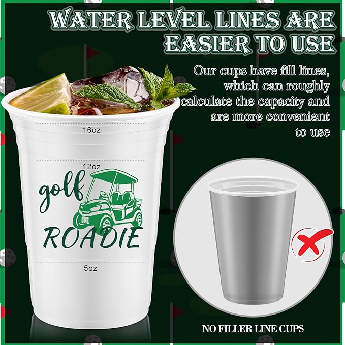 Norme 48 Pcs Masters Golf Party Decorations 16 oz Golf Ball Thick Plastic Disposable Cups Bulk Hot Cold Drink Wine Coffee for Home Themed Party Supplies Favors