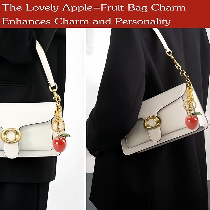 Cherry Bag Charm for Handbag, Big-Apple Strawberry Fruit Bag Charm Cherry Car Accessories KeyChain