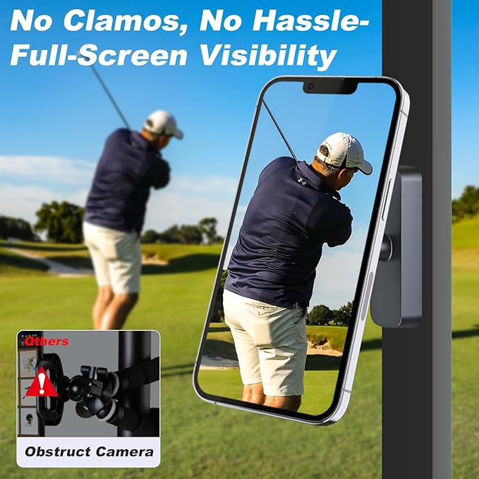 Golf Cart Phone Holder，Upgraded Magnetic Golf Cart Phone Mount，Phone Caddy for Golf Cart Compatible iPhone & Android,Golf Cart Accessories Gifts for Men Women Golfers(Black)