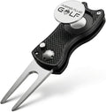 Golf Divot Repair Tool — 5-in-1 Golfing Ball Marker, Pitch Mark Repair, Putting Alignment, Club Tee, and Groove Cleaner, Accessory Metal Switchblade Design - Ideal Gift for Golfers