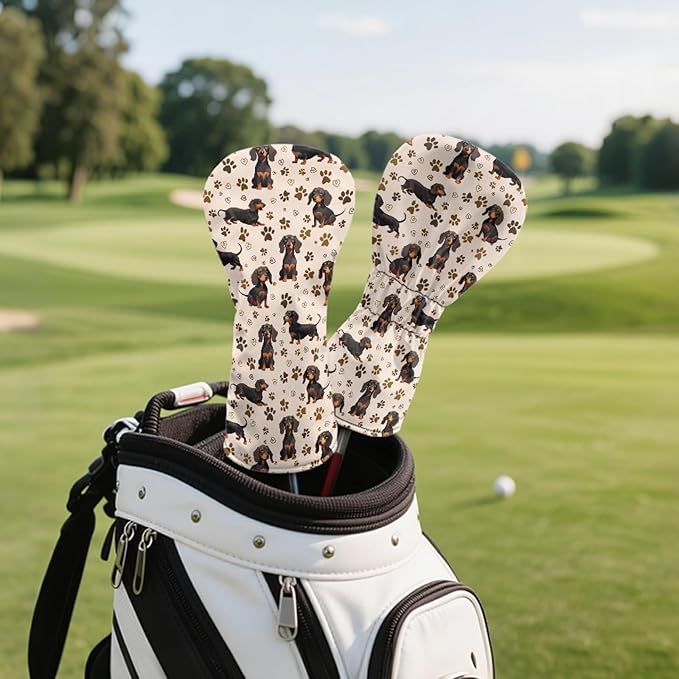 Golf Club Head Covers for Club Protective, Waterproof PU Leather Driver Fairway Wood Hybrid Head Cover