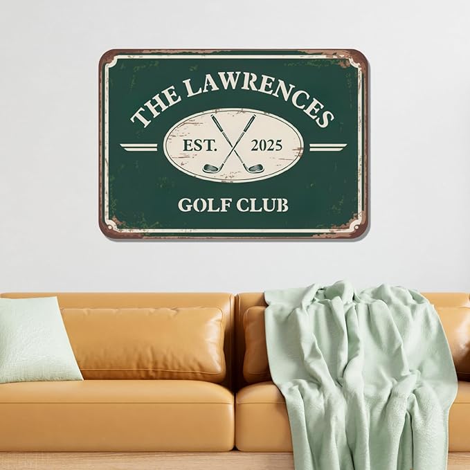 Personalized Golf Metal Sign, Vintage Country Club Villa Decor, Custom Metal Sign with Name, Personalized Golf Wall Decor for Club Garage Bar, 19th Hole Wall Art, Gifts for Golfers Dad Father Husband