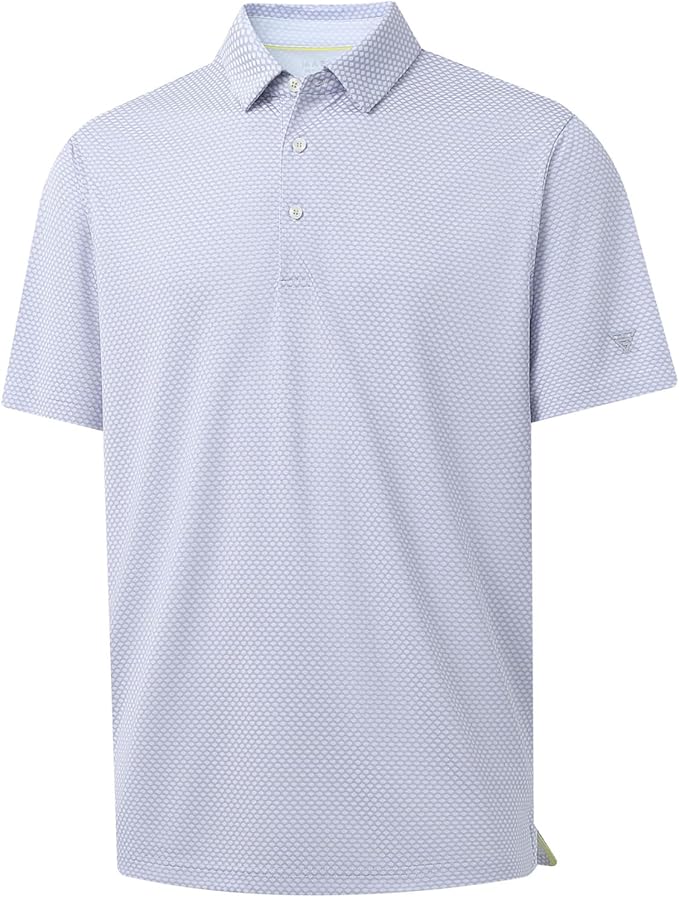 M MAELREG Golf Shirts for Men Moisture Wicking Jacquard Breathable Performance Dry Fit Collared Mens Polo Shirts Short Sleeve