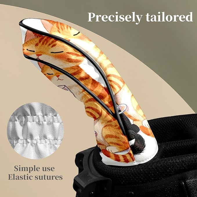 Golf Head Covers Leather Driver Headcover, Premium Golf Club Covers with Anti-Scratch Lining 1/3/5 Wood Head Covers for Golf Clubs for Women Men