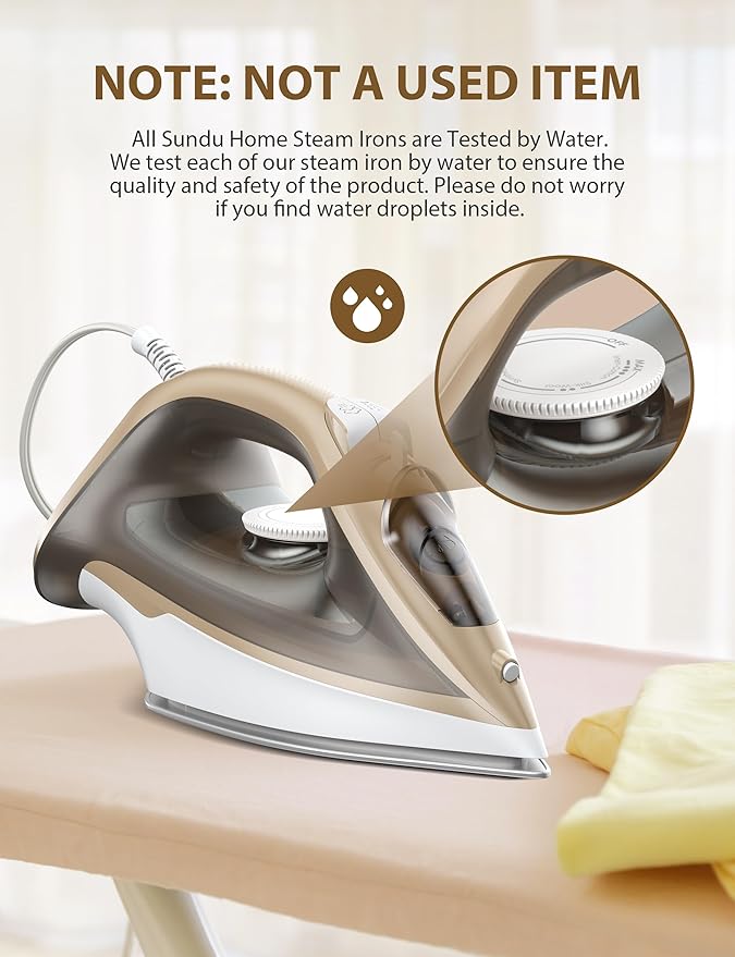1500W Steam Iron for Clothes with 11.84oz Water Tank, 15-Second Fast Heat-Up, Ceramic Soleplate, Anti-Drip & Auto-Off, Burst of Steam & Self-Cleaning