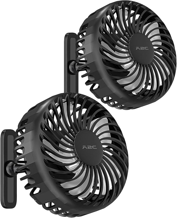 A2C Golf Cart Fan Rechargeable Magnetic Base Battery Operated Portable Fan 3 Speeds 4000 RPM Strong Airflow Compatible with Yamaha, EZGO, Club Car - 360° Rotatable Golf Cart & Cruise Ship Accessories