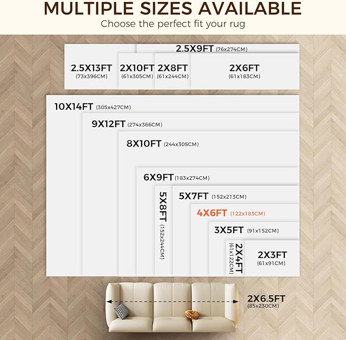 BAGAIL BASICS 4 x 6 FT Rug Pad Gripper for Hardwood Floors, Non Slip Rug Pads for Area Rugs, Extra Thick Under Rug Padding, Protect Your Rugs & Floors