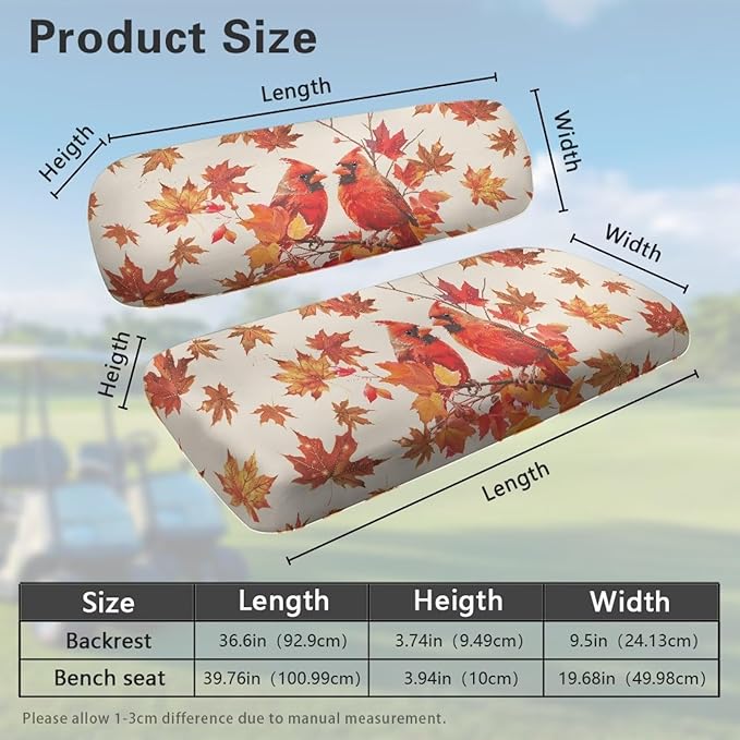 Golf Cart Seat Covers, Universal Fit & Nonskid Bottom Fits for Club Car 2 Person Seats Golf Carts