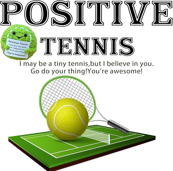 Funny Crochet Mini Tennis Ball Gifts for Tennis Lovers,Birthday Gifts for Men Women tenni Players Emotional Support Crochet