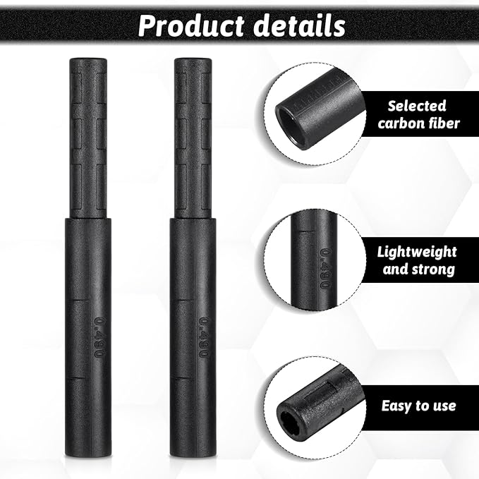 2PCS Graphite Golf Club Extension, Carbon Fiber Golf Shaft Extender, 5in Length, 0.6in Diameter, Black