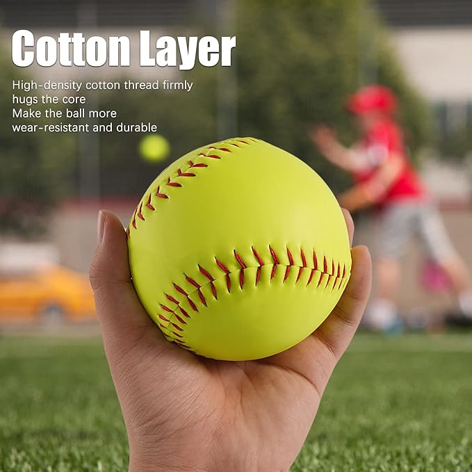 Softballs 11 Inch 4 Pack Sports Practice Yellow Softballs Unmarked Autograph Softball Official Size and Weight Softbal for Games, Practice, Training, Hitting, Pitching, Fielding
