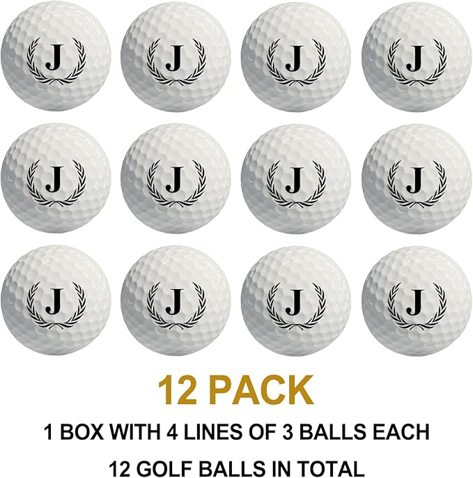 Personalized Golf Balls Gifts for Men, Unique Initial on Golf Balls, Custom Golf Balls, Golf Gifts for Dad, Mom and Golfers(12 Balls)