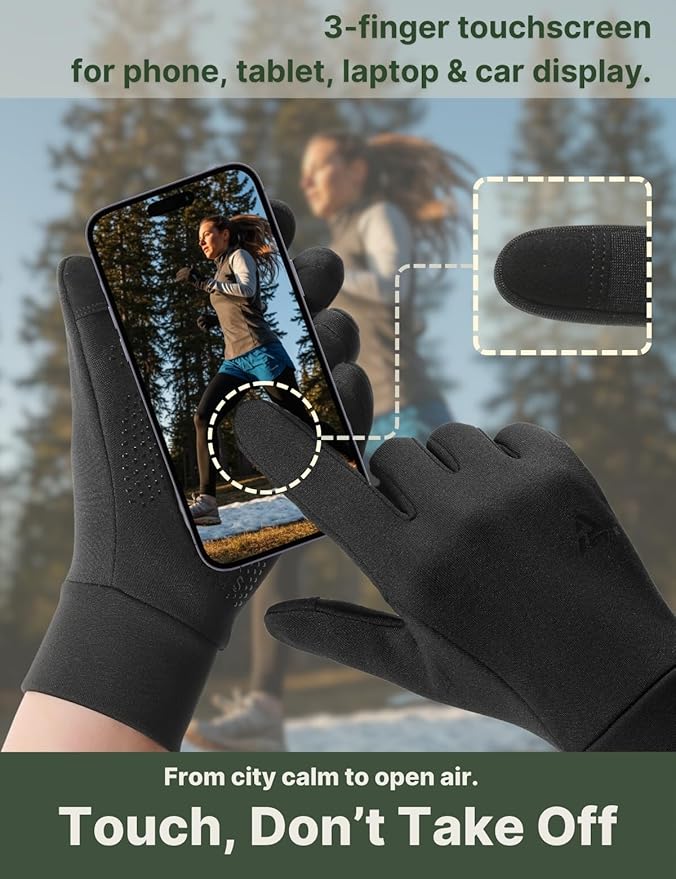 Lightweight Running Winter Gloves Touch Screen Gloves Liners for Cycling Biking for Men Women