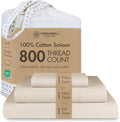 Threadmill Luxury 800 Thread Count 100% Cotton Sheets - Sateen Weave Twin XL Bed-Sheets, Better Than Egyptian Cotton,3 Pc Solid Soft Bedding Set (Light Beige), Fits 15" Deep Pocket