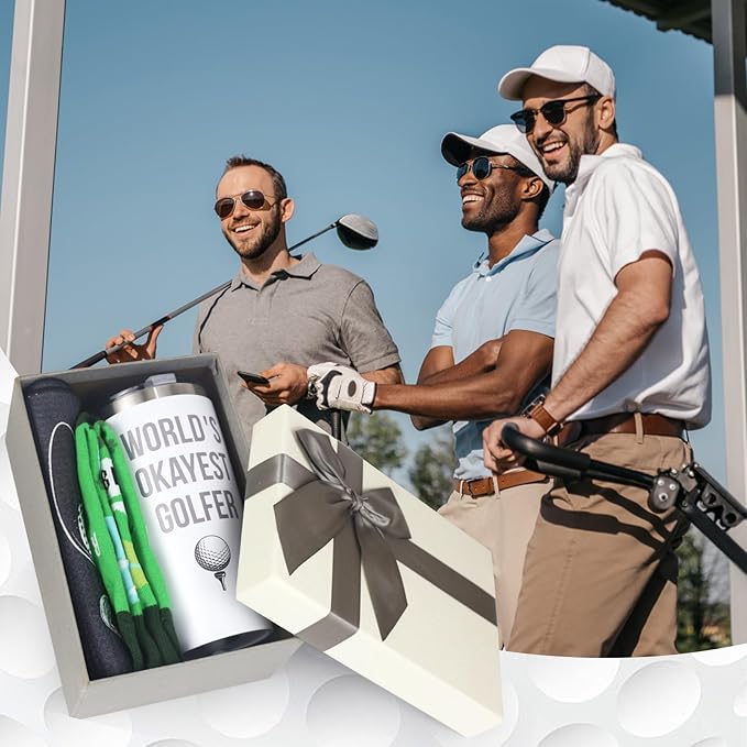 Golf Gifts For Men,Golfing Accessories Gifts For Golfer Lovers,Funny Golf Towel for Him,20 OZ Golfing Tumbler for Dad,Father,Boyfriend,Brother,Birthday Christmas Gift for Men