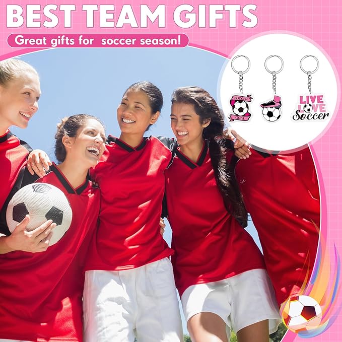 Batiyeer 36 Pack Pink Soccer Ball Keychains Bulk Party Favors Sports Ball Key Chains Funny Keyring Gifts for Women Men Birthday Supplies