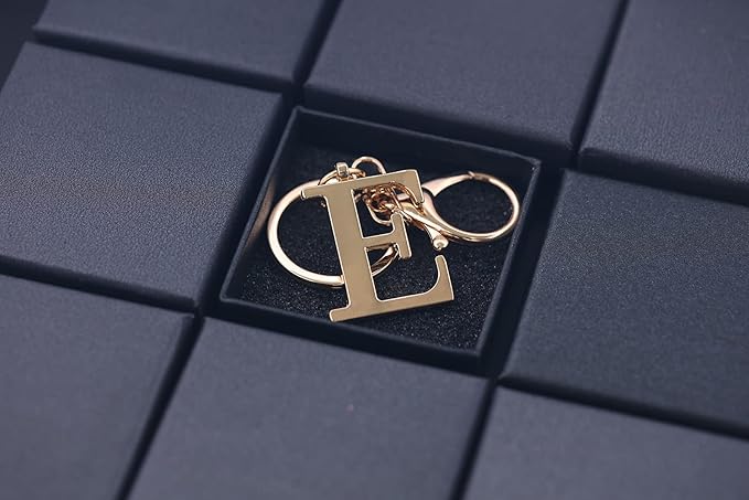 LAXPICOL Gold Letter A-Z Keychain for Women Bag Charms Purse Charms For Handbags Metal Alphabet Initial Letter Keychain