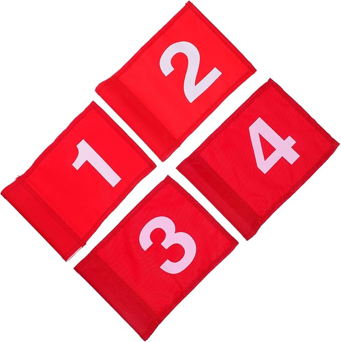 Ciieeo Numbered Golf Markers 4Pcs Red Putting Area Flags Sturdy Outdoor Practice Training for Golf Course and Backyard Use