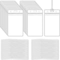 100 Pack Clear Plastic Luggage Bag Tag Holder Badge Label Tag Holder with 100 Pack Luggage Loops Straps for Office Business Travel Supplies