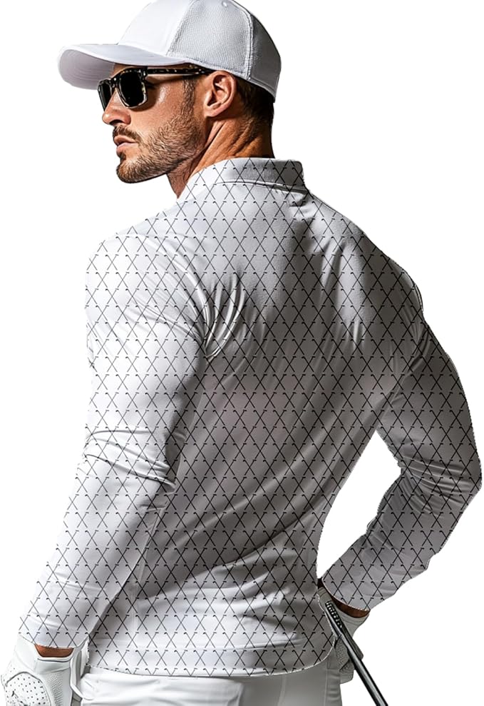 Men's Long Sleeve Golf Shirt Quick Dry 3 Button Work Fishing Outdoor Casual Collar Shirt