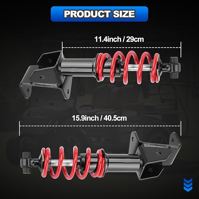 Front Golf Cart Shock Absorbers Heavy Duty with Springs Compatible with 2007-2016 Yamaha Drive G29 Gas & Electric Golf Carts Passenger and Driver Side Replace# JW2-F3390-00-00 JW2-F3350-00（RED）