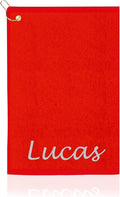 Personalized Passion Golf Towel with Embroidered Name - 16"x26" Custom Golf Towels with Clip - Soft & Highly Absorbent Plush Velour - Easily Wipes Away Sweat and Dirt - Gift for Golfers - Red