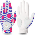 FINGER TEN Stylish Golf Gloves Women with Ball Marker 1 Pack for Left or Right Hand, Breathable Glove with Fashion Patterns for Ladies Right Left Handed Golfer