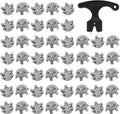51PCS Golf Shoe Spikes Set, 50 Golf Shoe Cleats with 1 Black Spanner, 6 mm Metal Thread Screw, for Use on Lawns or Course(Grey)