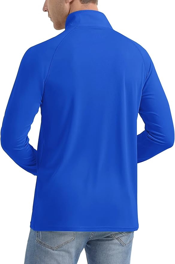 MAGCOMSEN Men's Long Sleeve Sun Shirts UPF 50+ Tees 1/4 Zip Up Fishing Running Rash Guard T-Shirts Outdoor Shirt