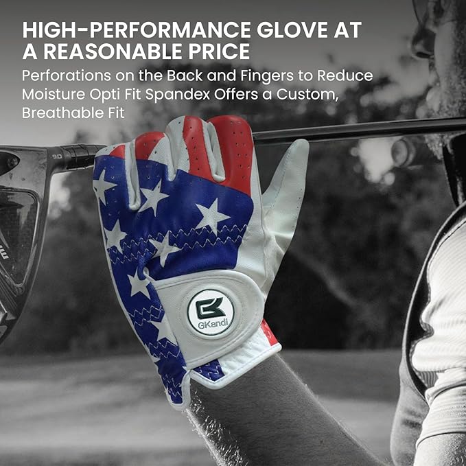 Golf Gloves Men Right Handed Golfer Left Hand Leather Stylish Value 2 Pack with Ball Marker, Mens Golf Glove All Weather Grip, Size Small Medium ML Large XL