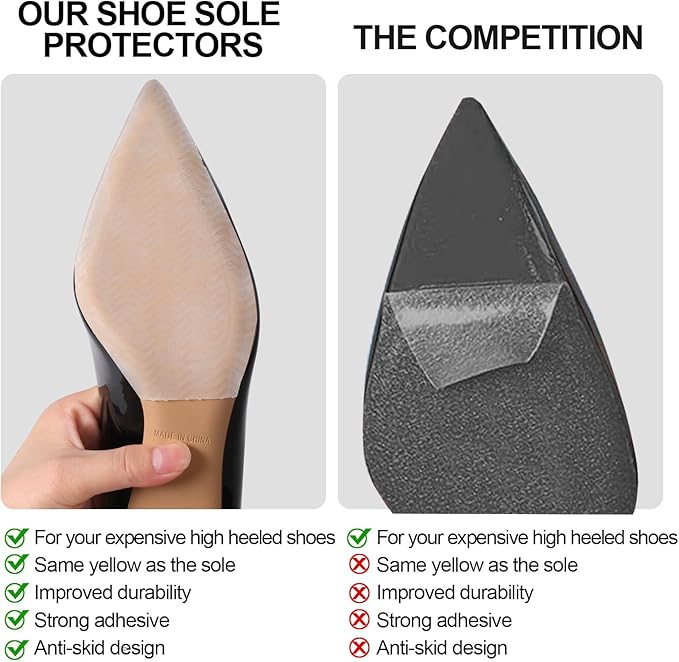 Sole Protector for High Heels, Shoes Grips on Bottom of Shoes,Shoe Bottom Protectors Anti Slip Grips Self Adhesive Silicone Non Slip Shoe Pads