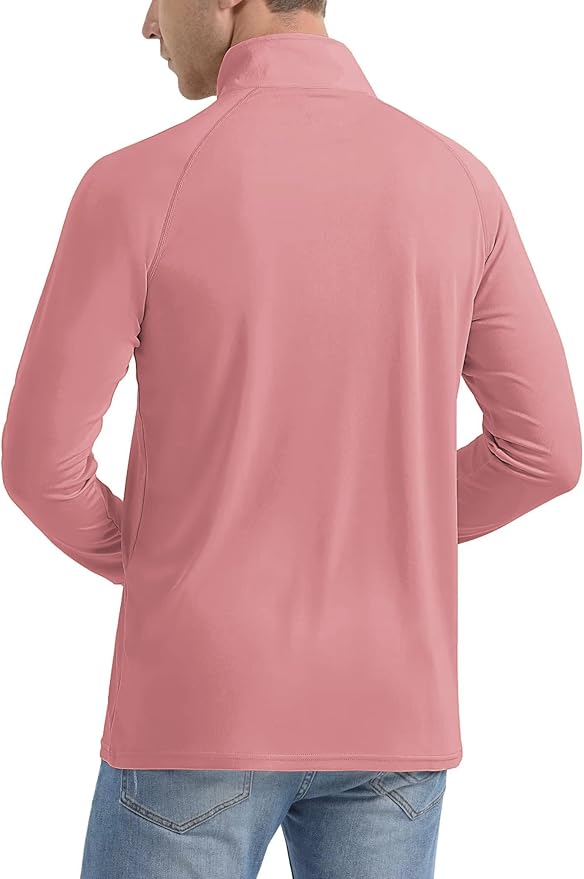 MAGCOMSEN Men's Long Sleeve Sun Shirts UPF 50+ Tees 1/4 Zip Up Fishing Running Rash Guard T-Shirts Outdoor Shirt