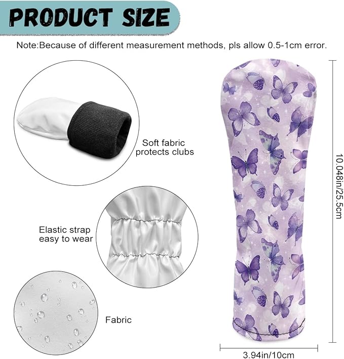 Golf Club Head Covers for Club Protective, Waterproof PU Leather Driver Fairway Wood Hybrid Head Cover