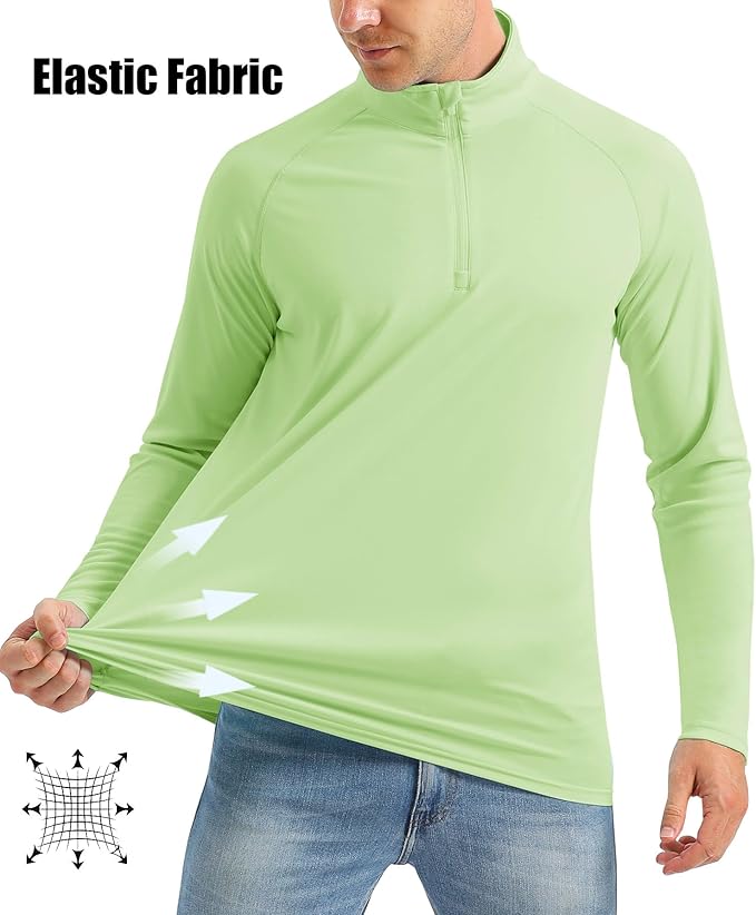 MAGCOMSEN Men's Long Sleeve Sun Shirts UPF 50+ Tees 1/4 Zip Up Fishing Running Rash Guard T-Shirts Outdoor Shirt