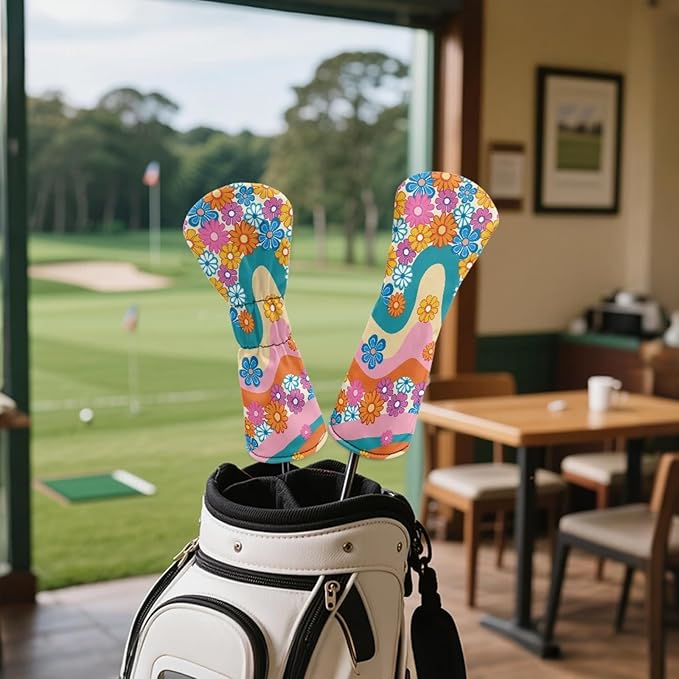 Golf Club Head Covers for Club Protective, Waterproof PU Leather Driver Fairway Wood Hybrid Head Cover