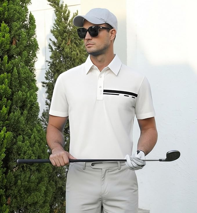 Alex Vando Mens Golf Shirt Moisture Wicking Performance & Polished Style Polo Shirts for Men