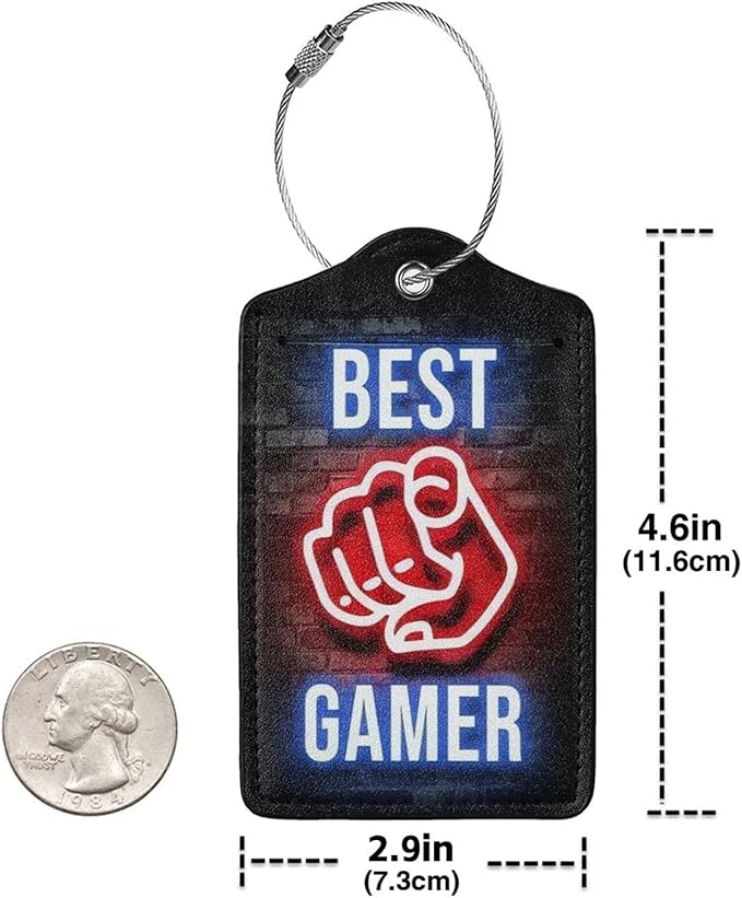 2 Pack Luggage Tags for Suitcase, Privacy Cover ID Label with Stainless Steel and Address Card for Travel Bag Backpack Cruise Ship Essentials Tag Men Boys - Best Gamer
