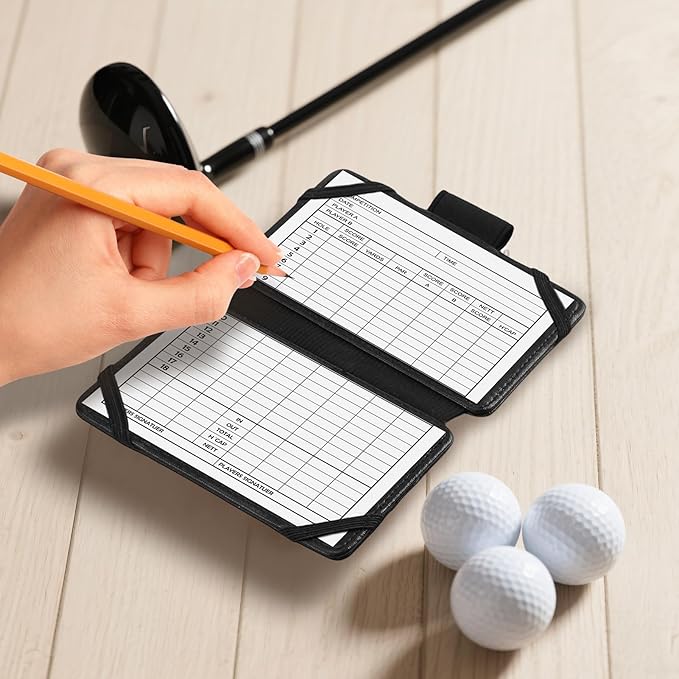 Golf Scorecard Golf Wallet with Pencil Holder Scorecard Wallet - Hold Credit Cards, Pens/Pencil, Clip