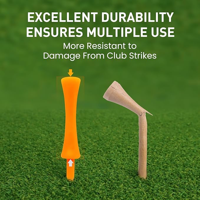 Plastic Golf Castle Tees Step Down Value 200 Count, Unbreakable Mixed or Same Height 1, 1 1/4, 2 3/4, 2 1/4, 2, 1 3/4, 1 1/2 Inch Length Colorful Pack for Practice