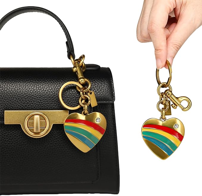 Heart Bag Charm, Gold Bag Charms for Handbags, Heart Keychain for Women, Gift for Lover Valentine